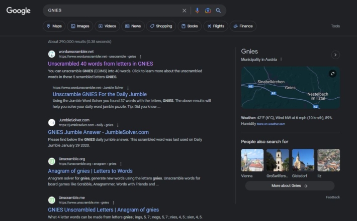 ジニエスのgoogle検索結果