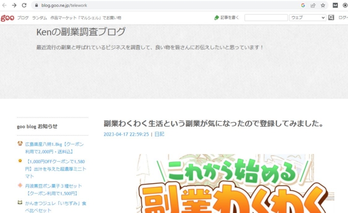 副業わくわく生活をオススメするサイト１