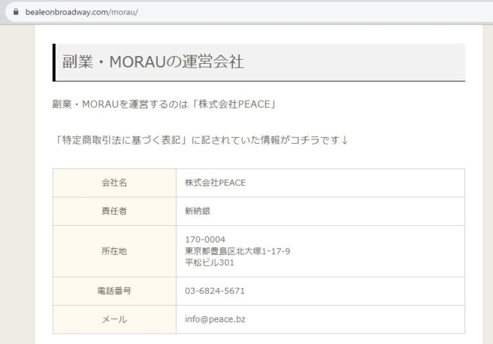 いつもの特定商取引法についての表示